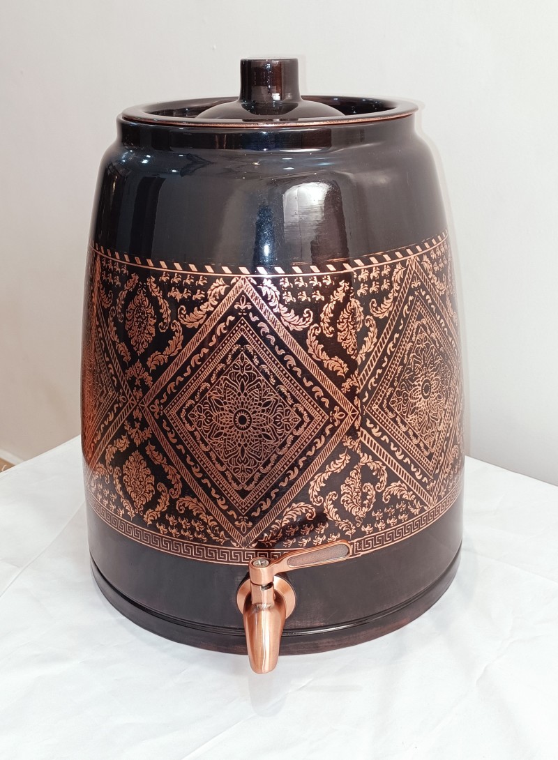 <span style="margin: 0px 0px 5px 0px; font-weight: 600; color:#81655d;">Item #: 270</span><br />golden engraving antique copper water cooler