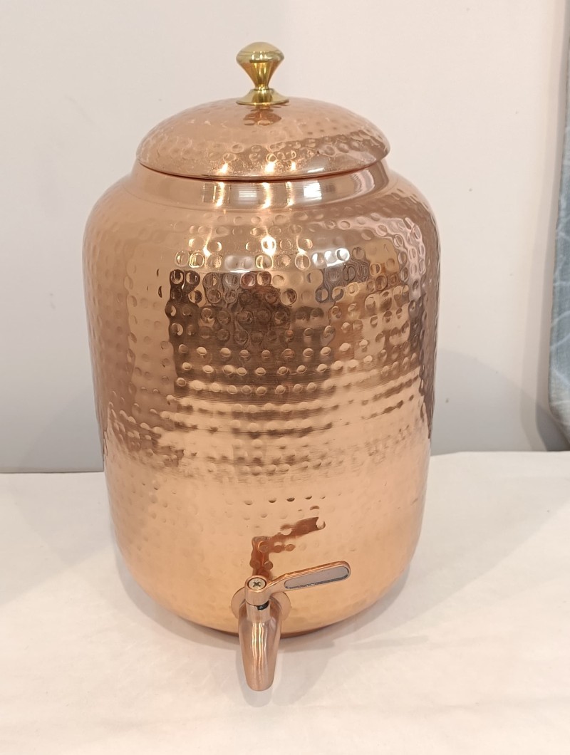 <span style="margin: 0px 0px 5px 0px; font-weight: 600; color:#81655d;">Item #: 951</span><br />polish hammered copper water cooler