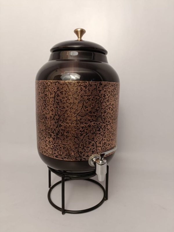 golden engraving antique copper water cooler